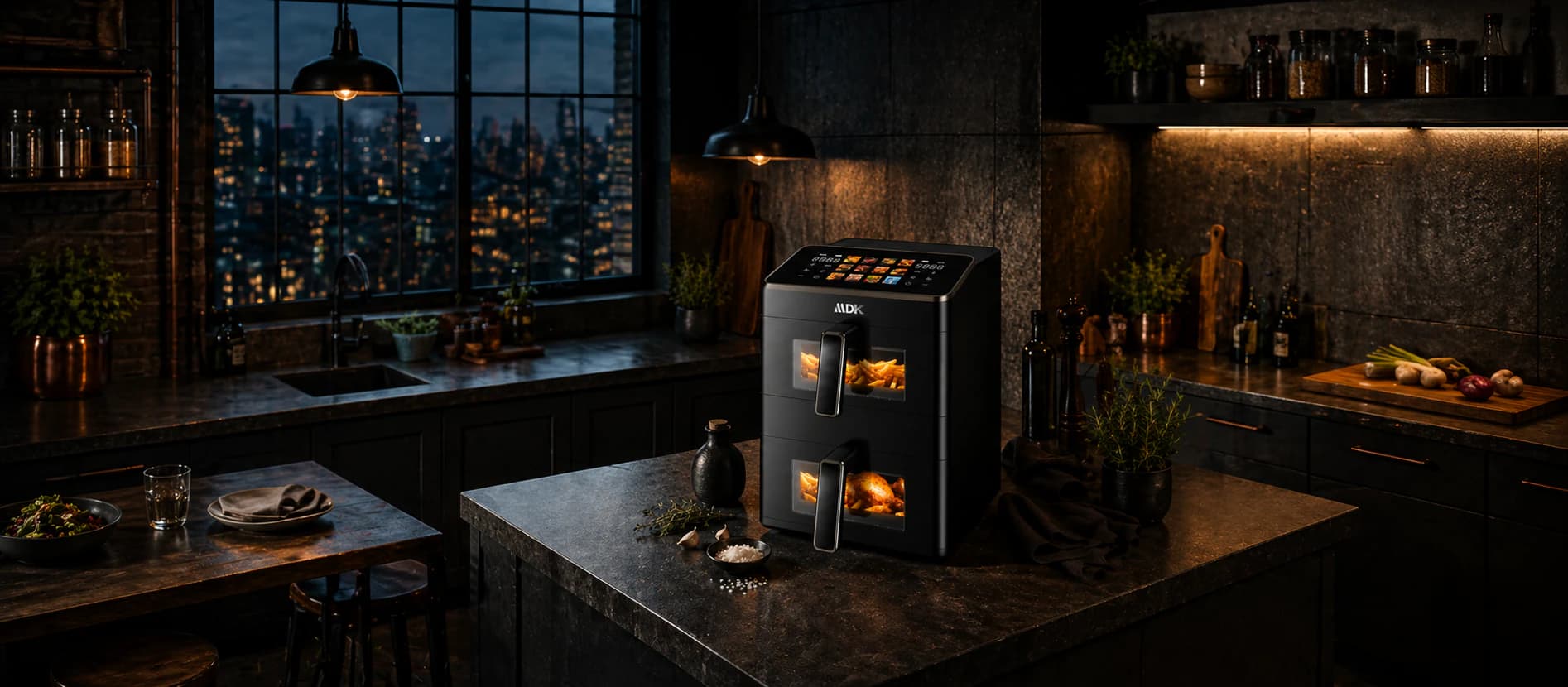 Air Fryer Double 12 L — Noir en situation