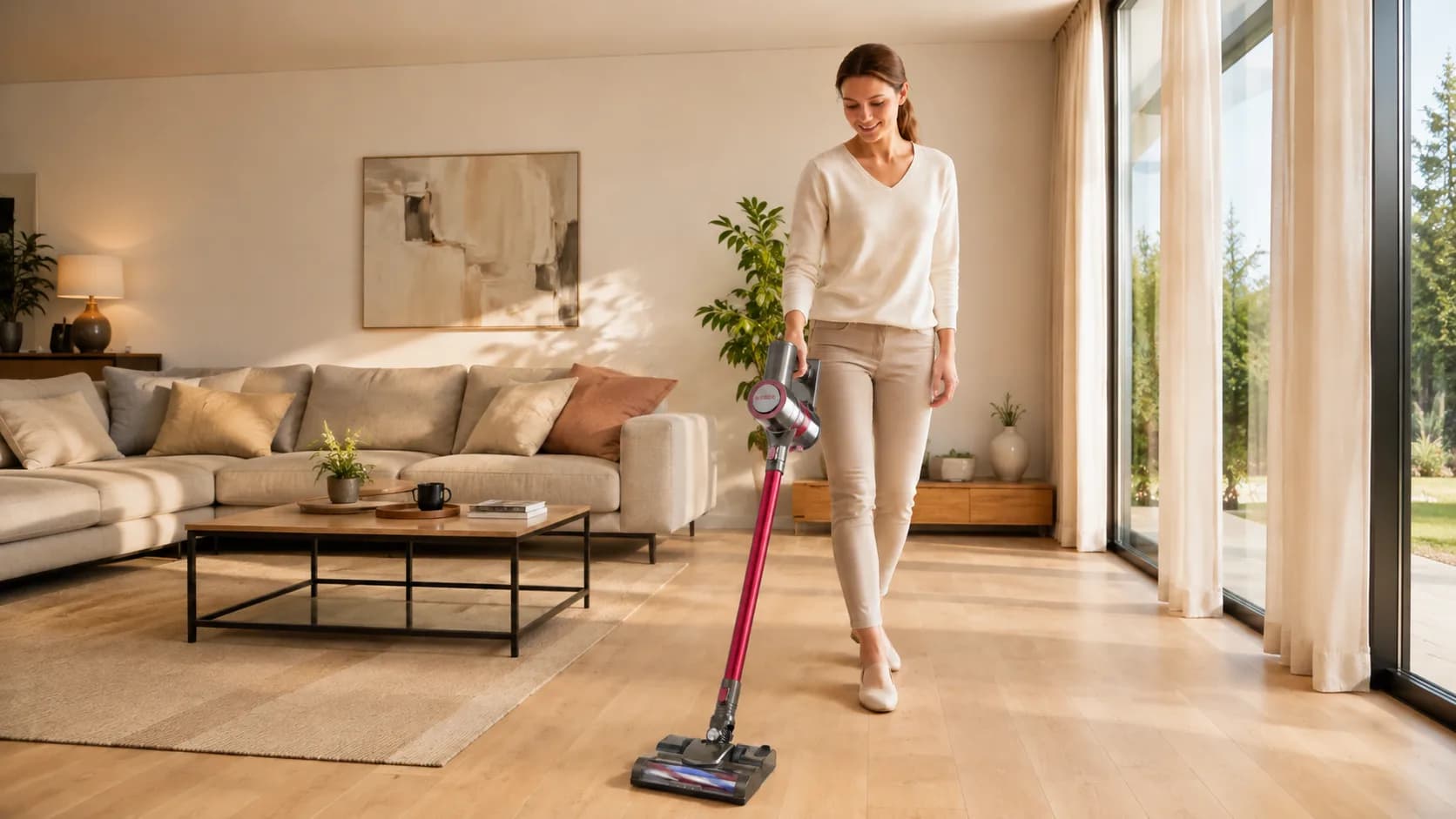 Aspirateur balai laveur sans fil rouge — Standard