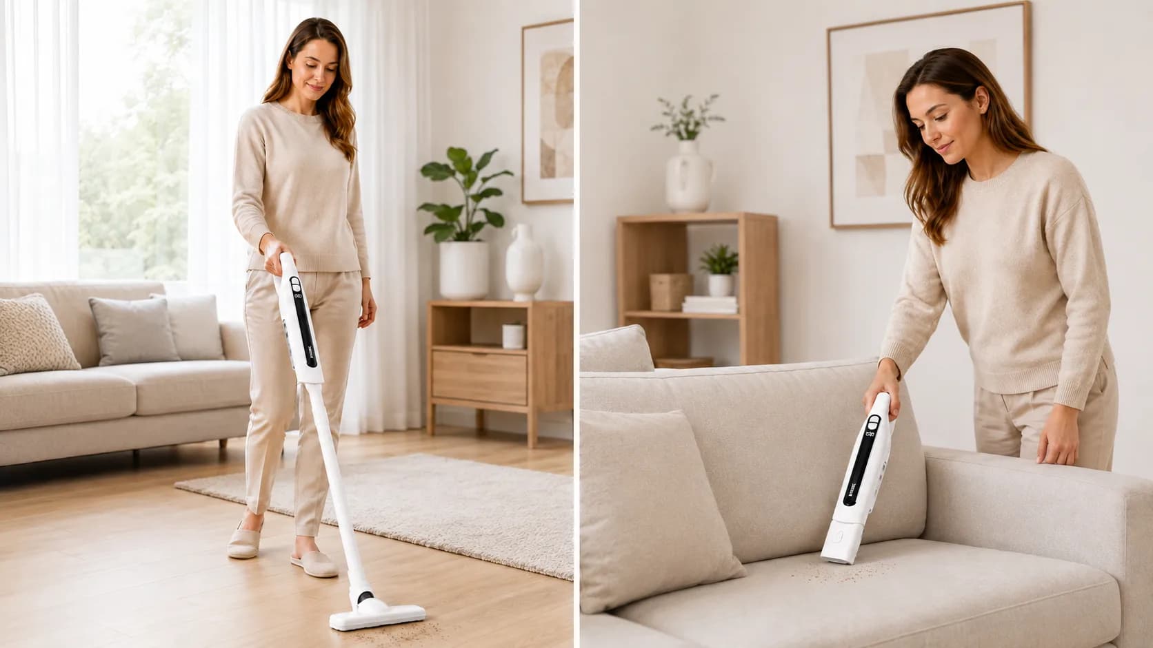 Aspirateur à main sans fil maison et voiture blanc — Standard